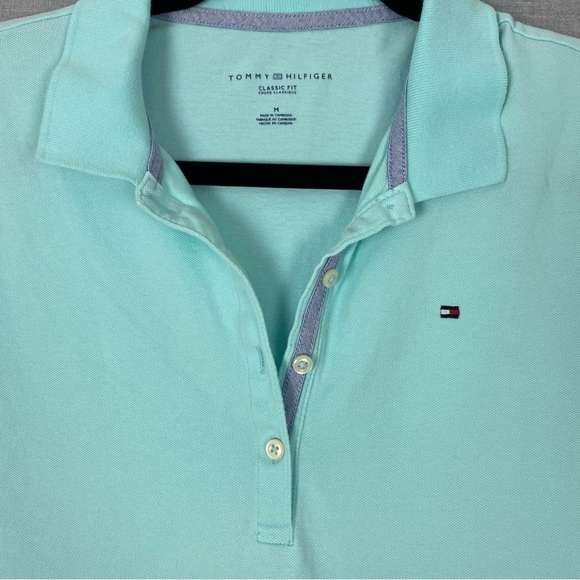 Tommy Hilfiger Classic Fit Polo Shirt Turquoise Sz Medium - Picture 3 of 7